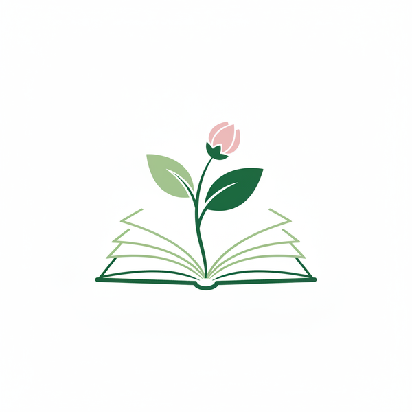 Logo Sana Books con rosa pastel